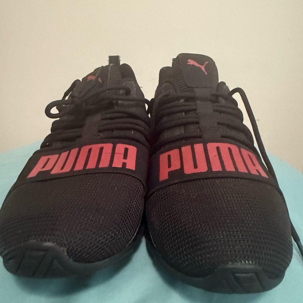 Puma Black Sneakers with Red Logo